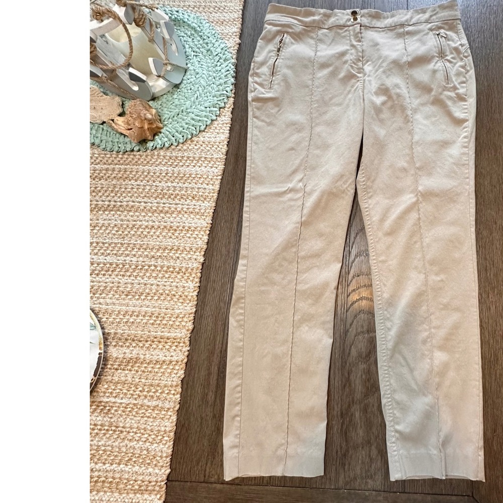 Alfani Ankle Pants Zipped Pockets Stretch Casual Beige Size 14